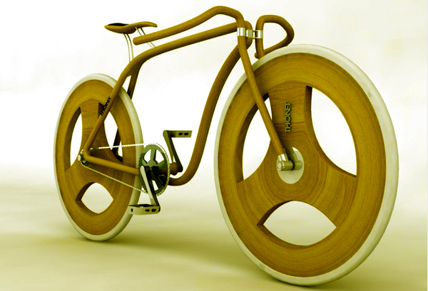 Bicicleta toda de madera.