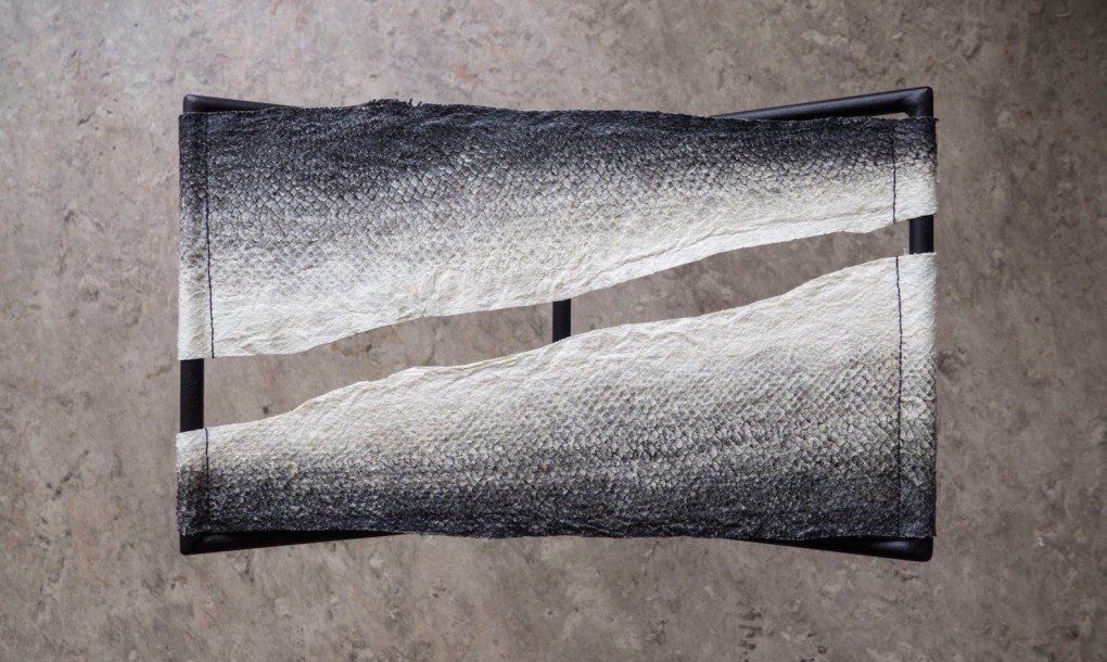 Piel de salmón convertida en muebles, subraya residuos plásticos de océanos
