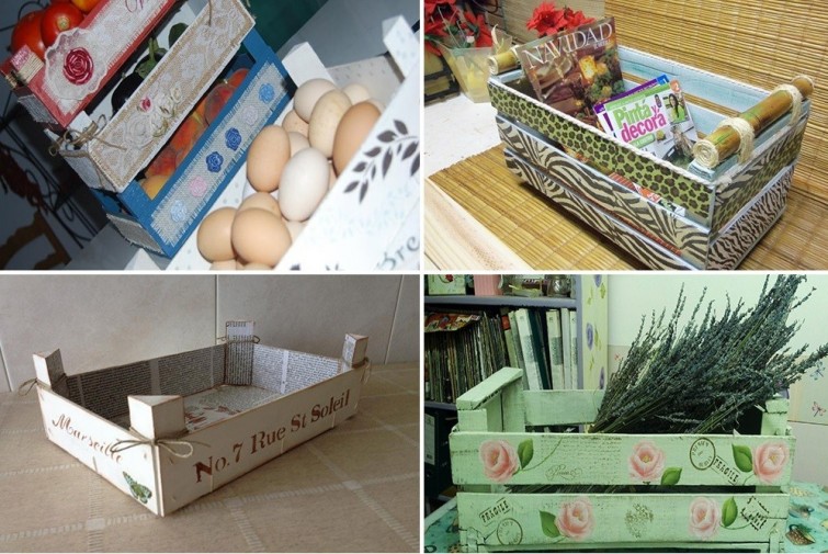 Reciclar cajones de frutos con decoupage