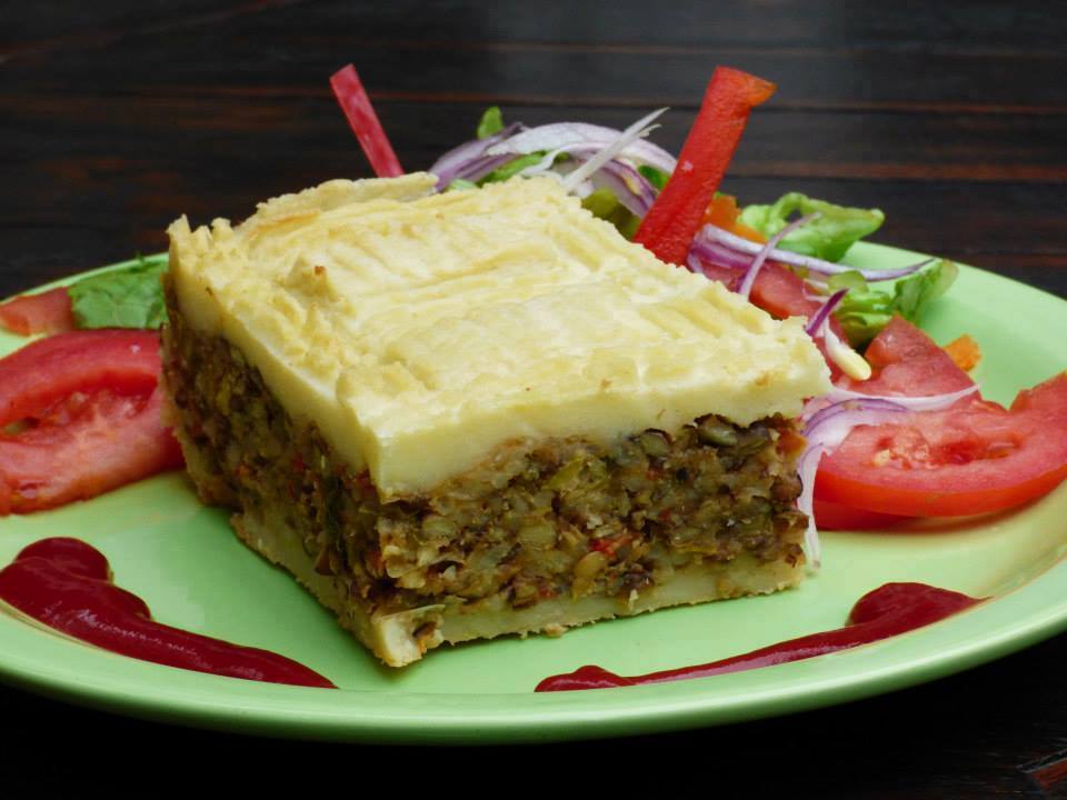 Pastel de papas de lentejas