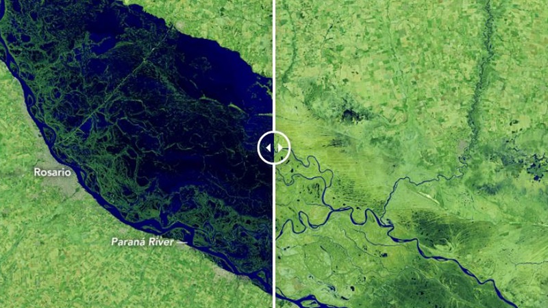 La NASA muestra cómo se ha secado dramáticamente el río Paraná