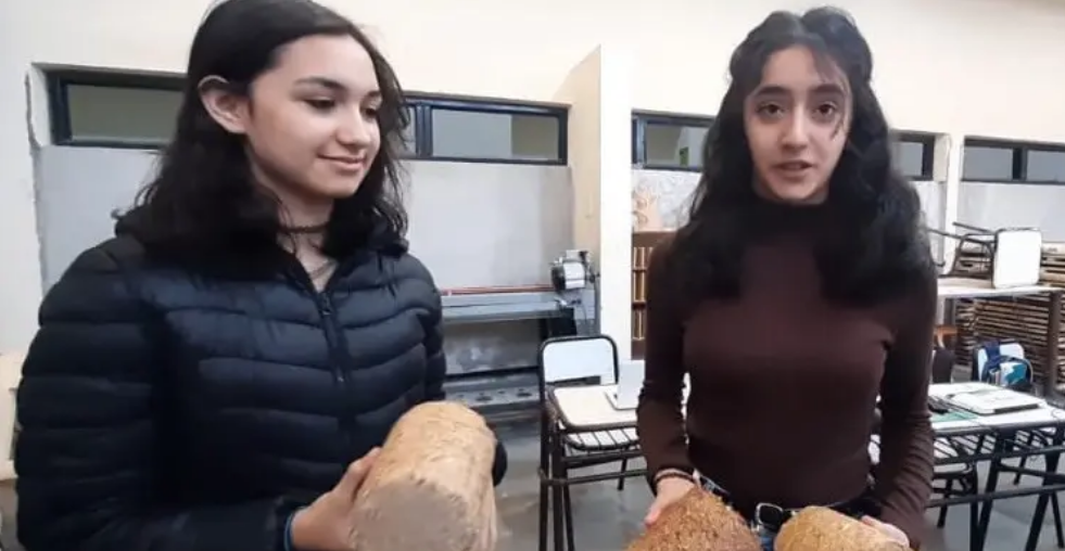 Estudiantes fabrican ladrillos de madera para calefaccionar hogares en Río Negro