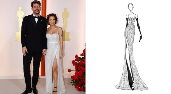 Dolores Fonzi usó un vestido sustentable en la alfombra de los Oscar 2023